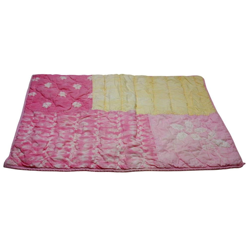 Pottery Barn Kids Set of 2 Std Quilted‎ Pillow Shams Floral Tie Dye Pink Yellow